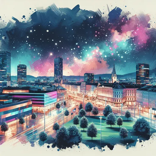 Illustration of Graz at night