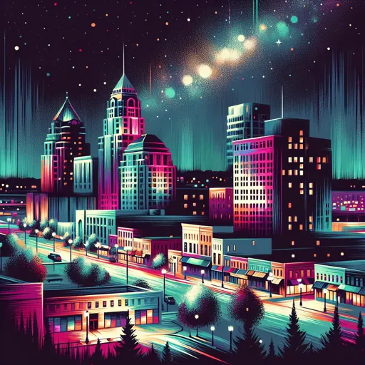 Illustration of Great Falls at night