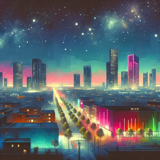 Illustration of Green Bay at night