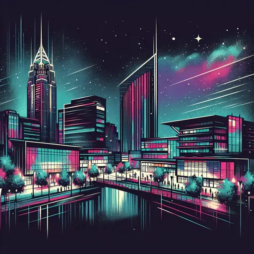 Illustration of Greensboro at night