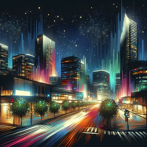 Illustration of Greenville at night