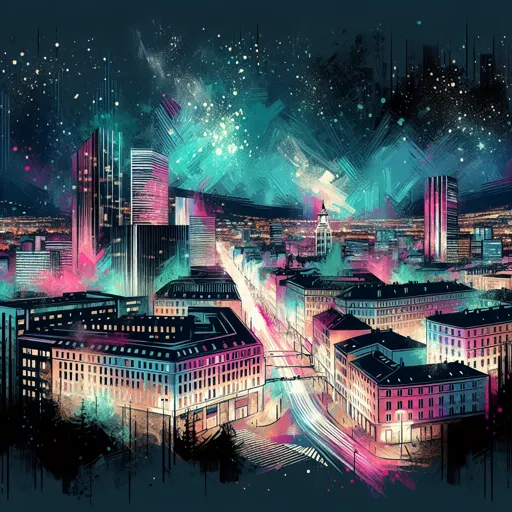 Illustration of Grenoble at night