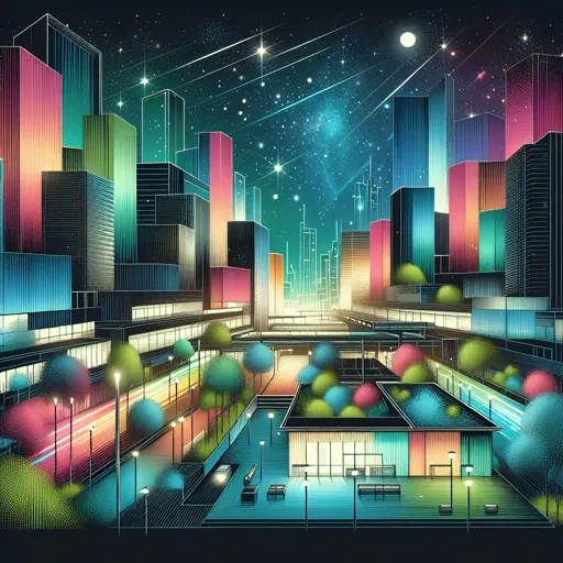 Illustration of Guildford at night