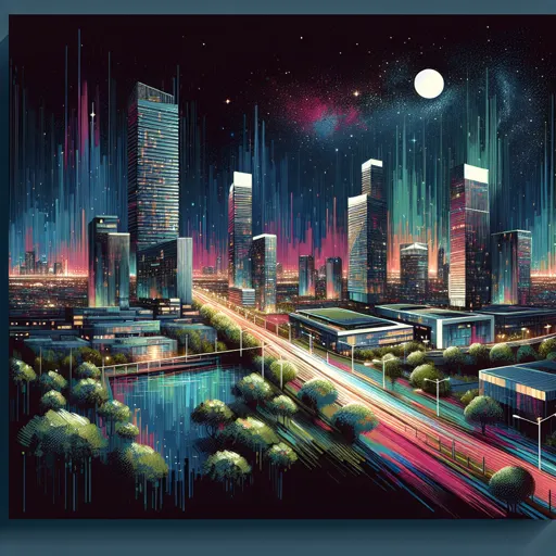 Illustration of Gulfport at night