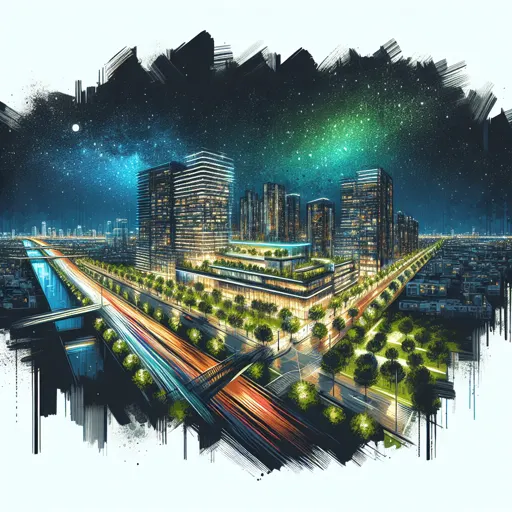 Illustration of Hangzhou at night