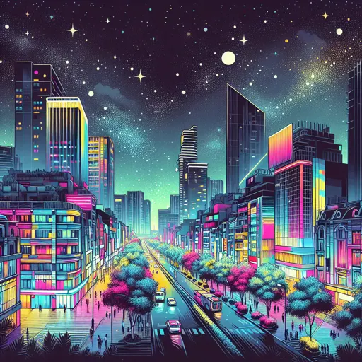 Illustration of Hanoi at night