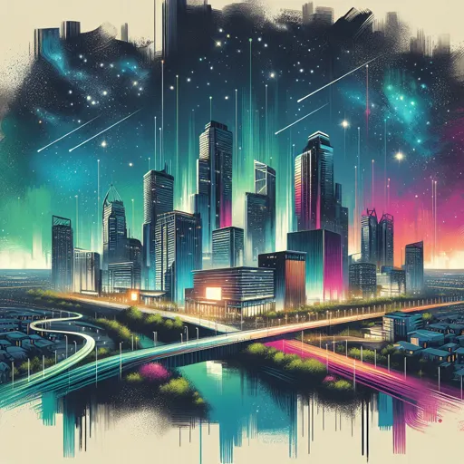 Illustration of Harrisonburg at night