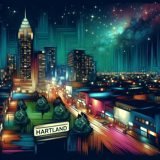Illustration of Hartland at night