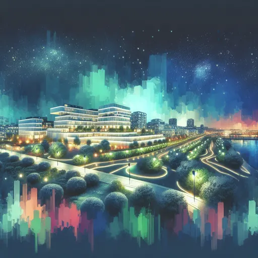 Illustration of Helsingborg at night