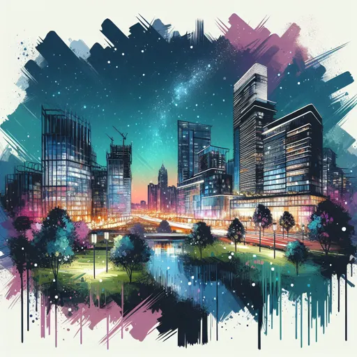 Illustration of Herzogenrath at night