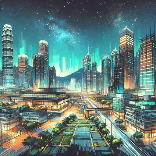 Illustration of Hong Kong at night