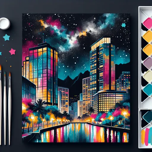 Illustration of Honolulu at night