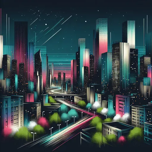 Illustration of Houston at night