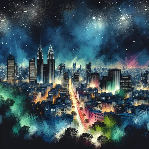 Illustration of Huntington at night