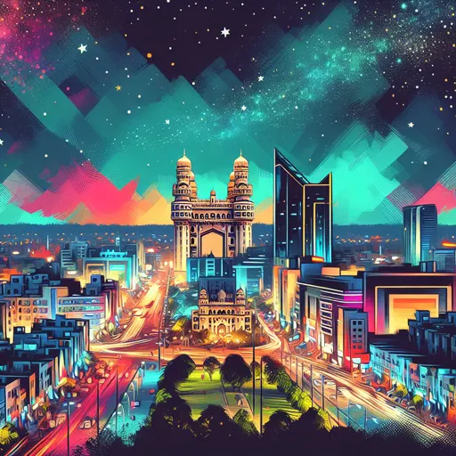 Illustration of Hyderabad at night