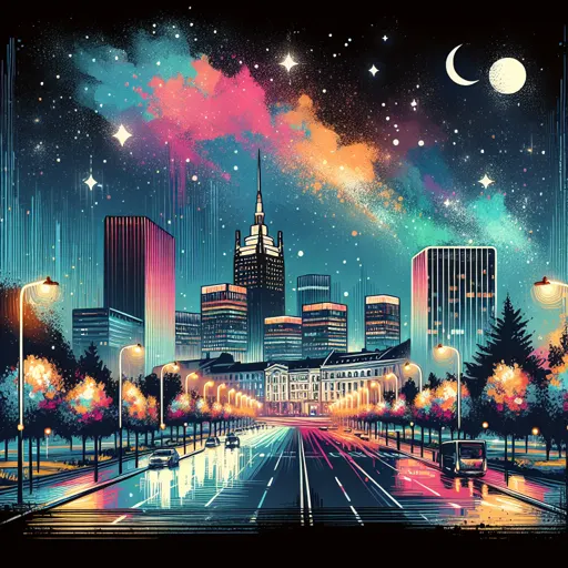 Illustration of Iași at night