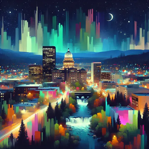 Illustration of Idaho Falls at night