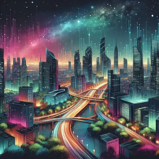 Illustration of Indianapolis at night