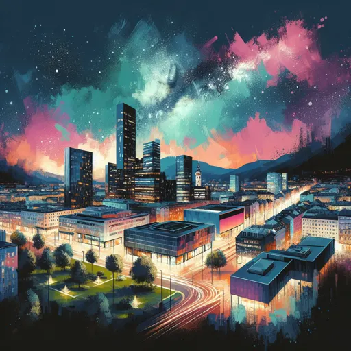 Illustration of Innsbruck at night