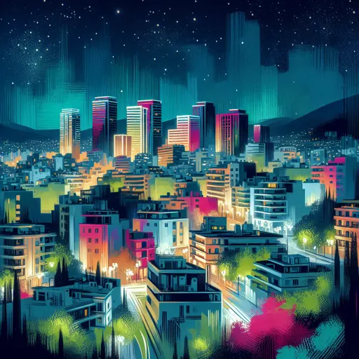 Illustration of Ioannina at night
