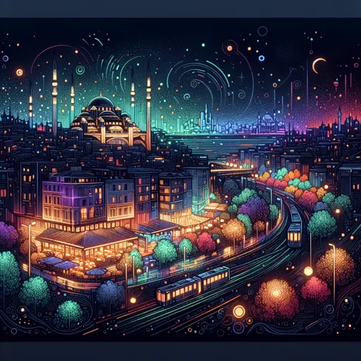 Illustration of Istanbul at night