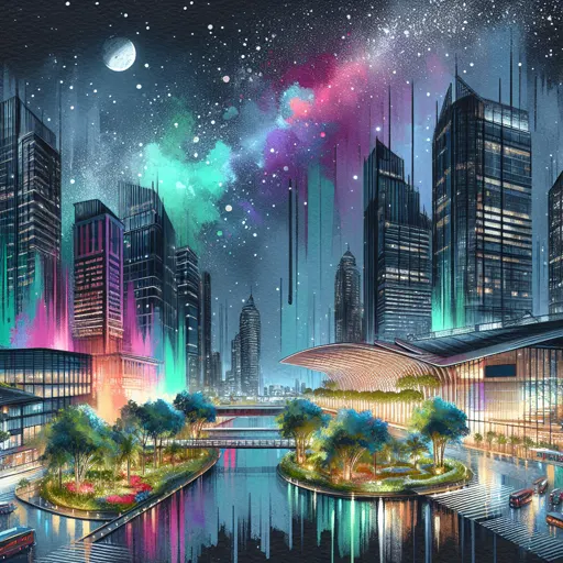 Illustration of Ithaca at night