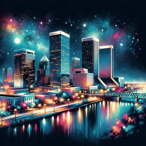 Illustration of Jacksonville at night
