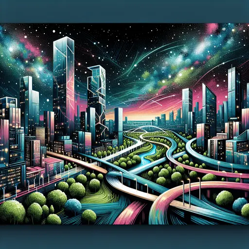 Illustration of Janesville at night