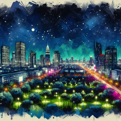 Illustration of Jeddah at night