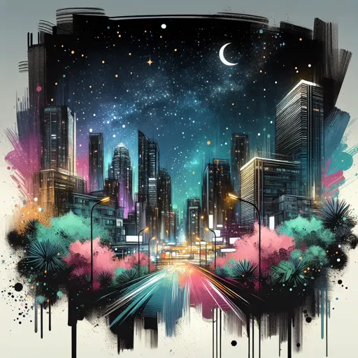 Illustration of Johor Bahru at night