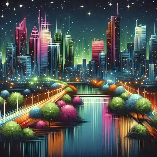 Illustration of Jonkoping at night