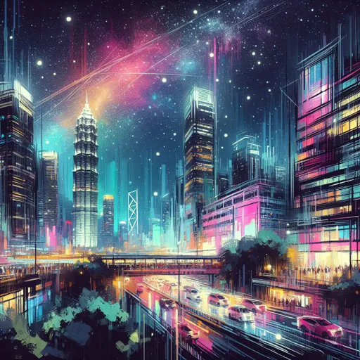 Illustration of Jyvaskyla at night