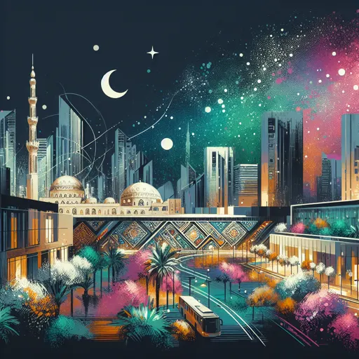 Illustration of Kabul at night