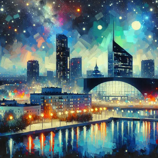 Illustration of Kaliningrad at night