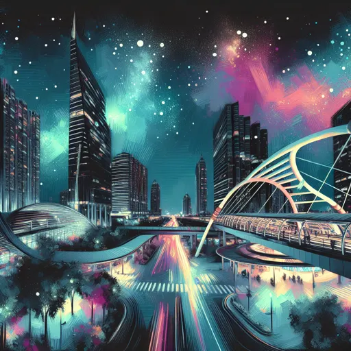 Illustration of Kaunas at night