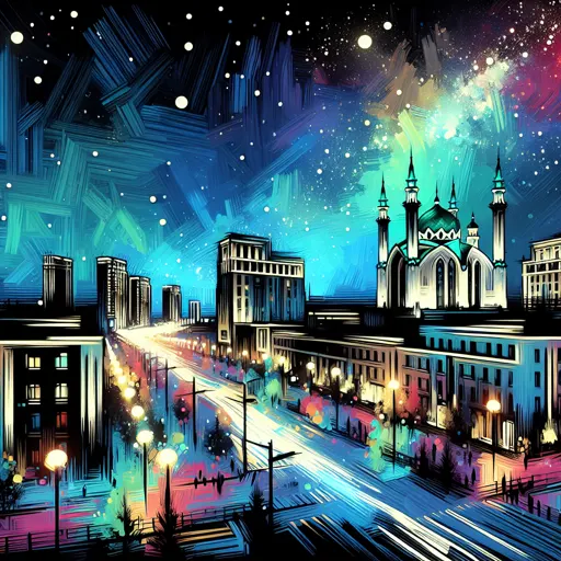 Illustration of Kazan at night