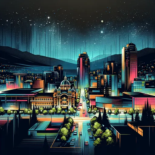 Illustration of Kelowna at night