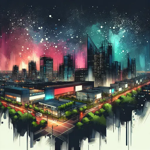 Illustration of Kharkiv at night