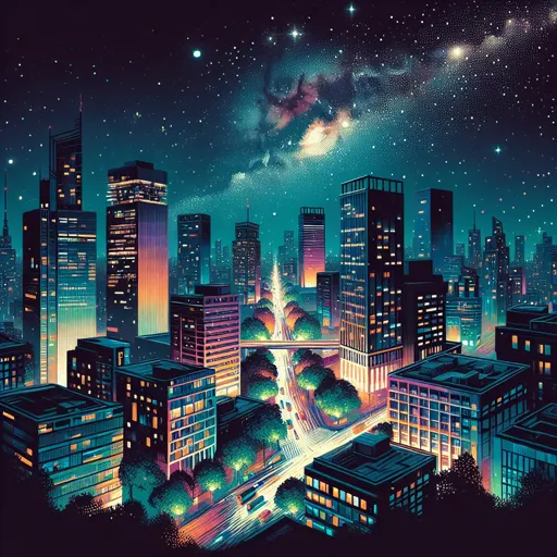 Illustration of Khulna at night