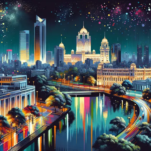 Illustration of Kolkata at night