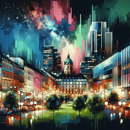 Illustration of Konstanz at night