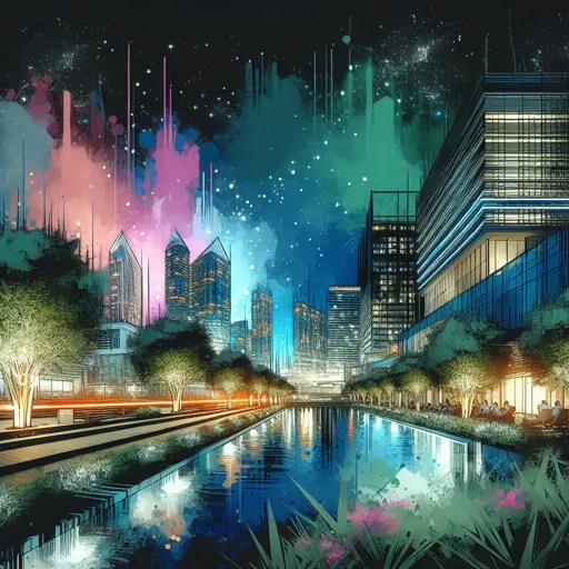 Illustration of Kosice at night