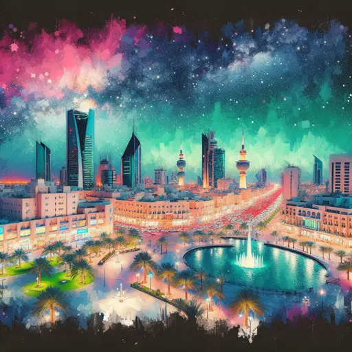 Illustration of Kuwait City at night