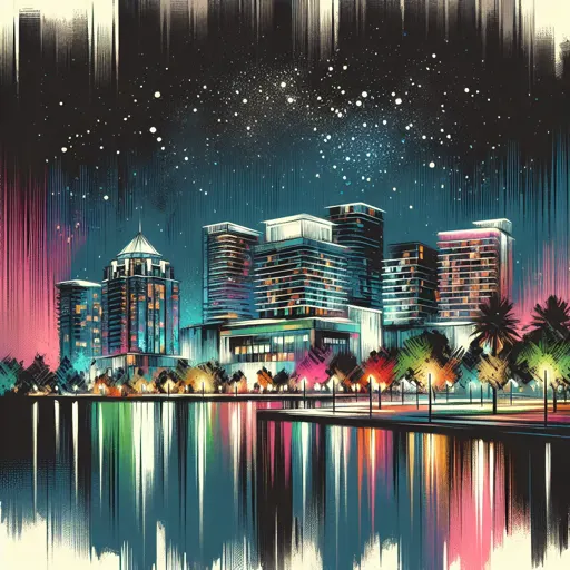 Illustration of Lakeland at night