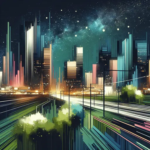 Illustration of Lansing at night