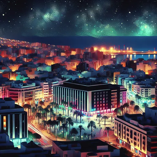 Illustration of Las Palmas de Gran Canaria at night