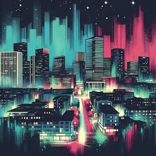 Illustration of Lausanne at night