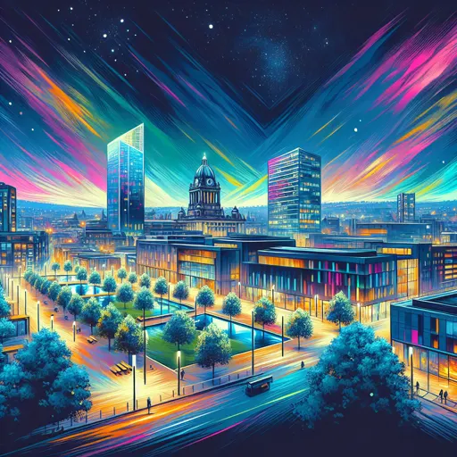 Illustration of Leeds at night