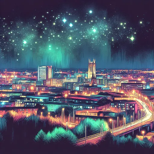 Illustration of Leicester at night