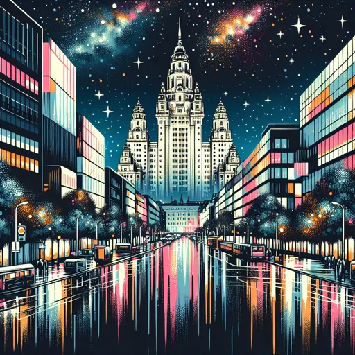 Illustration of Leipzig at night